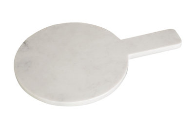 B&Q -  Interiors By Premier Off-White Marble Round  BoardElegant Natural Marble Serving Board With Polished Finish