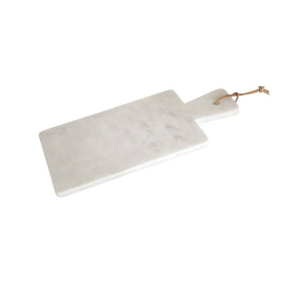 B&Q -  Interiors By Premier Marble Rectangular  Board With Tapered HandleElegant Marble Serving Board With Polished Finish