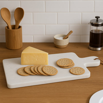 Premier Housewares Interiors By Premier Kindia Curved Handle Marble  BoardElegant Natural Marble Serving Board With Polished Finish from B&Q