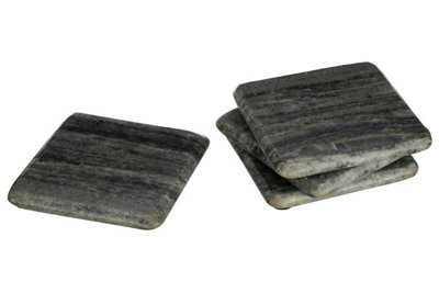 Orsina Set Of Four Grey Marble Square CoastersDurable Natural Stone Coasters For Home & Kitchen from B&Q