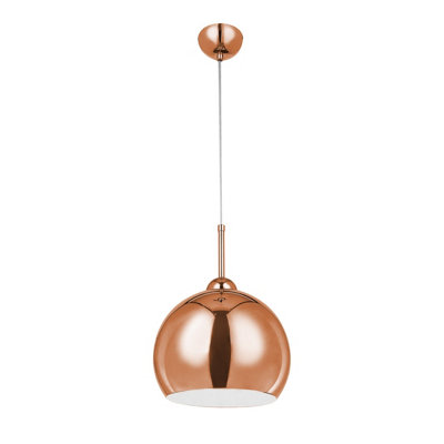 Orsina Copper Finish Pendant LightModern Ball-Shaped Hanging Lamp With White Inner ShadeMetal Lighting Pendant from B&Q