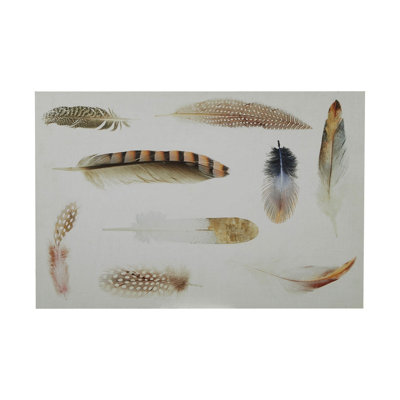 Orsina Feather Wall PlaqueElegant Wooden Sign With Delicate Feather IllustrationNatural Tones Add SoftSerene from B&Q