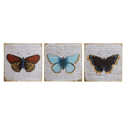 Orsina Butterfly Wall PlaquesSet Of 3Trio Of Wooden Signs With Colourful Butterfly MotifsRustic Finish Adds from B&Q