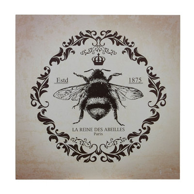 Orsina Queen Bee Wall PlaqueTypography With Crown And Bee Motif In Bold DesignAdds Fun And Empowerment from B&Q