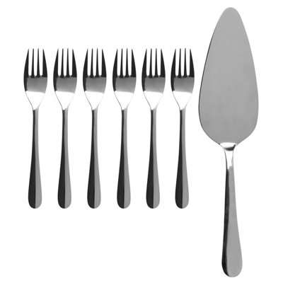 Orsina 7-Piece Stainless Steel Cake SetElegant Silver Cake Cutter And Server DuoStainless Steel Construction from B&Q