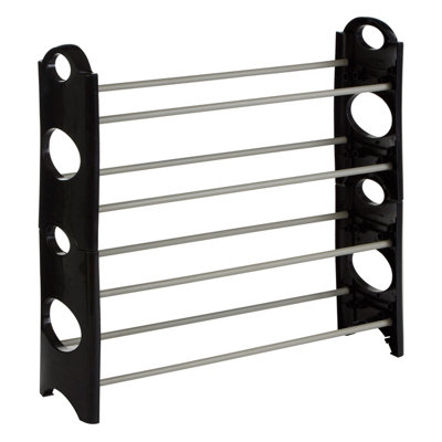 Orsina Stylish Black And Grey 4 Tier Shoe RackDurable Shoe Drawer OrganiserVersatile Shoes Stand For Home from B&Q