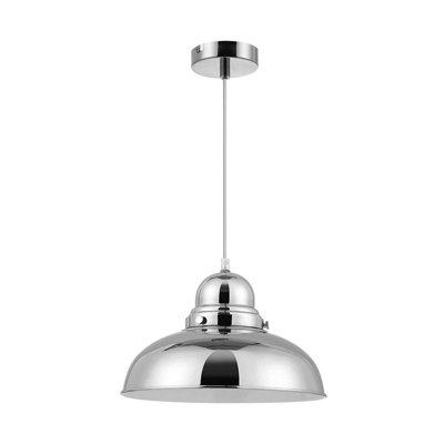 Orsina Chrome Finish Bowl Shaped Pendant LightCeiling Lamp With Reflective ExteriorPolished Pendant Lighting
