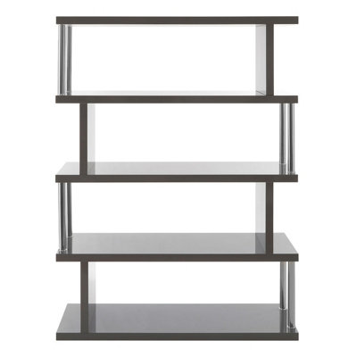 Orsina Contemporary 4 Tier Grey Gloss Shelf UnitShelf Design Large Shelving UnitDurable Standing Shelves from B&Q