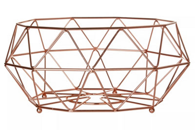 Orsina Contemporary Copper Finish Fruit BasketGeometric Design Unique Fruit BasketElegant Basket For Kitchen from B&Q