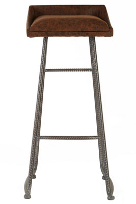 Orsina Sturdy Brown Leather Effect Bar StoolDurable Constructed Modern Bar StoolStylish Luxury Bar Stool from B&Q