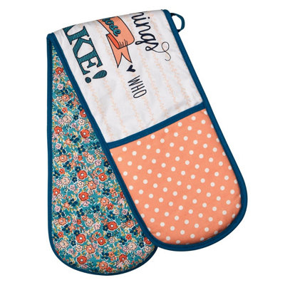 Orsina Double Oven GloveFun Typography Design With Quilted Heat-Resistant FabricProtects Both Hands from B&Q