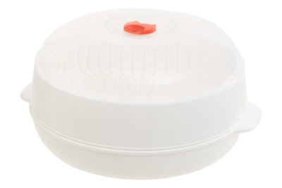 B&Q -  White And Clear Microwave Steamer,food Steaming Bowl With Lid For Quick Cooking,steamer With Slotted Basket
