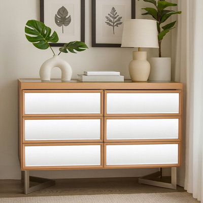Orsina 6 Drawer Chest With Pine Frame,mirrored Finish Storage Unit For Bedroom,contemporary 6 Compartment Chest from B&Q