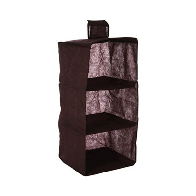 Orsina 3-Section Hanging Garment Organiser In BrownSpace-Saving Fabric Storage With Hook And Loop Fastening, from B&Q