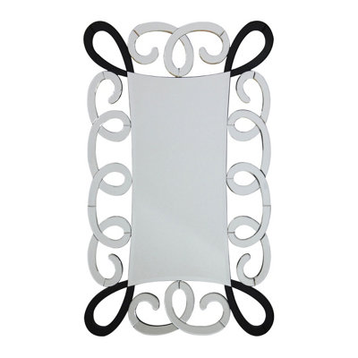 Orsina Modern Black & Silver Scroll Design Wall MirrorAbstract  Wall MirrorVersatile Decorative Hallway Mirror from B&Q