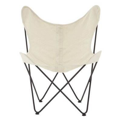 Orsina Compact Ivory Butterfly ChairSling Seat Occasional Chair For Outdoor GardenDurable Accent Lounge Chair from B&Q