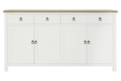 Orsina White Sideboard With Sliding Drawers,sturdy Wooden Sideboard Table With Oak Wood Surface,storage Cabinet from B&Q