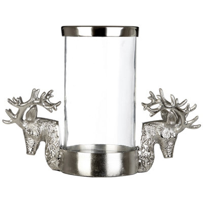 Orsina Hurricane Candle Holder2 Stag Head Design Candle HolderTransparent Candlestick Holder from B&Q