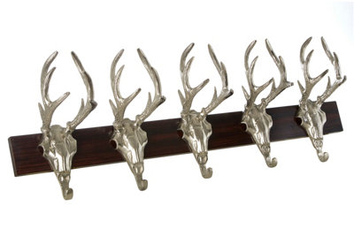 Orsina 5 Stag Head Wall Mountable HangerChristmas Design Cloth HangerCoat Hanger With 5 Decorative Hooks from B&Q