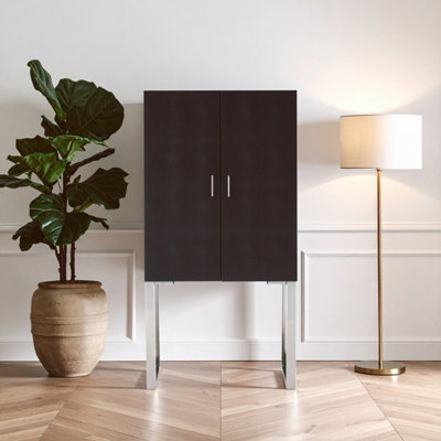 Orsina Contemporary Black Faux Shark Skin Small CabinetCompact Design Display CabinetFunctional Side Cabinet from B&Q