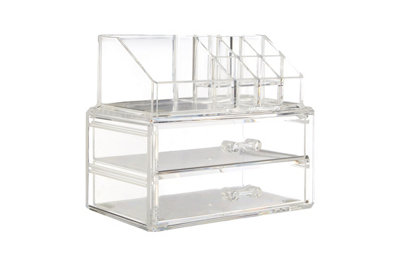 Orsina Clear 9 Pc Cosmetics Organiser With 2 Drawers from B&Q