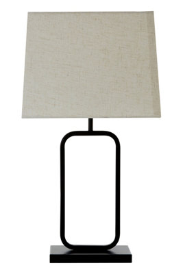 Premier Housewares Interiors By Premier Sleek Natural And Table Lamp, Contemporary Bedside Table Sleek Table For Livingroom Black/Light