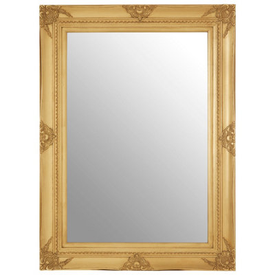 Orsina Baroque Rectangular Gold Finish Wall Mirror,hanging Mirror With Bevelled Edges,antique Gold Wooden Mirror from B&Q