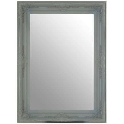 Orsina Baroque Rectangular Antique Grey Wall Mirror,vintage-Inspired Large Decorative Mirror,natural Wooden Mirror from B&Q