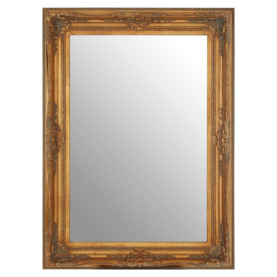 Orsina Baroque Rectangular Antique Gold Wall Mirror,bevelled Edge Mirror With Floral Motif,hanging Mirror For Décor from B&Q