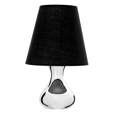 Orsina Black Fabric Shade Bedside LampChrome Base Modern Table LightSmall Minimalist Desk Lamp For Reading Nook from B&Q