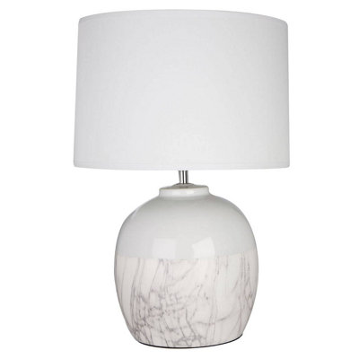 Orsina Table LampStacked Ceramic Pebble Base In Neutral TonesTapered Fabric Shade For Soft Ambient Light, from B&Q