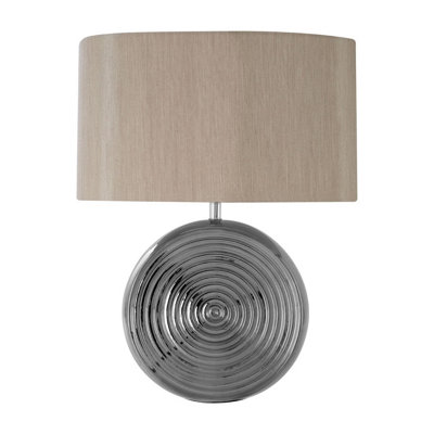 Orsina Shiny Silver Ceramic Table Lamp With Grooved BaseDecorative LightingReflective  Bedside Lamp Fixture from B&Q