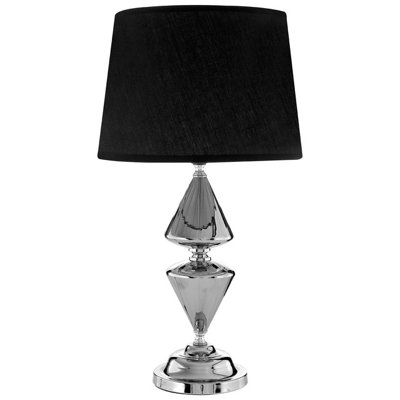 Orsina Geometric Black Shade Table LampDecorative Lamp With Chrome BaseStylish Bedside Light For Modern Homes from B&Q