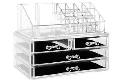Orsina Functional 16 Compartment Cosmetics Organiser With DrawersAcrylic Makeup CaddyLuxe Makeup Storage Unit from B&Q