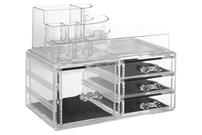 Orsina 8 Compartments Cosmetics Organiser With 4 DrawersClear Acrylic Cosmetic OrganiserMakeup Storage Box from B&Q