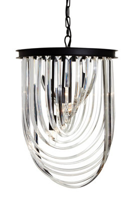 Orsina Large Black Pendant LightBoutique Ceiling Light With Crystal DropsStrong Iron Chain Hanging Fixture from B&Q