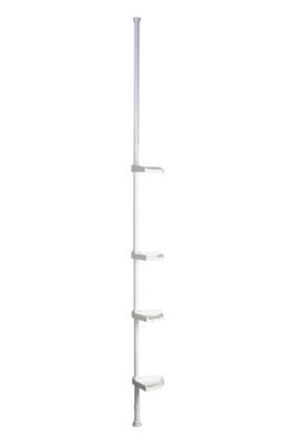 Orsina Telescopic Storage 4 Tier Corner ShelfShower Storage Rack With Slatted Shelves Bathroom Organizer Shelf from B&Q