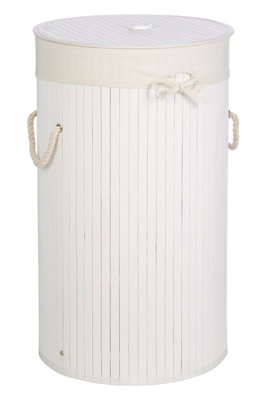 Orsina Kankyo Round White Bamboo Laundry Hamper from B&Q