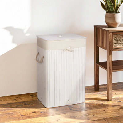Orsina Kankyo White Bamboo Laundry Hamper from B&Q