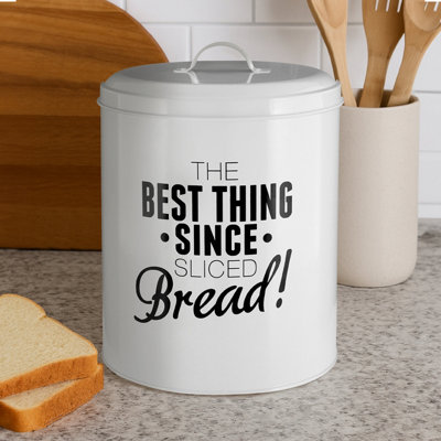 Orsina Unisex White Bread Bin, Large Metal Storage Bin With Humorous Print & Lid, Ideal For Keeping Bread Fresh In - Image 6