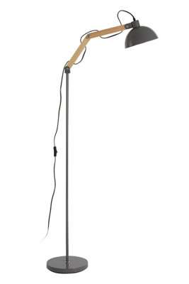 Orsina Highly Manoeuvrable Grey Wood And Metal Floor LampSturdy Design Bedroom Floor LampSleek Modern Lamp from B&Q