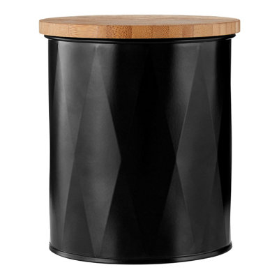 Orsina Black Small Storage CanisterStylish Textured Metal Jar With Lid For TeaCoffee Or SugarCompact from B&Q