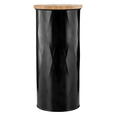 Orsina Black Large Storage CanisterStylish Textured Metal Jar With Lid For TeaCoffee Or SugarCompact from B&Q