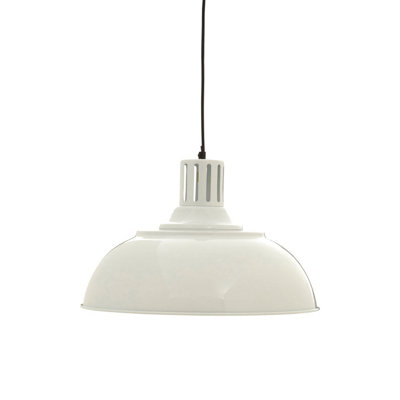 Orsina White Pendant Light With Ridged Dome ShadeMetal Hanging Lamp With Vent DetailUnique Kitchen Pendant from B&Q