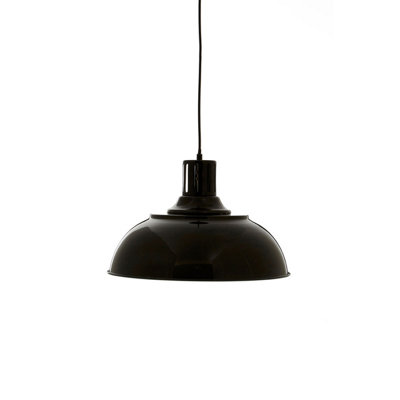 Orsina Black Pendant Light With Cylindrical HolderBowl Shade Round Canopy Hanging LampRetro Ceiling Fixture from B&Q