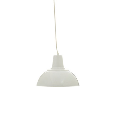 B&Q -  White Metal Pendant Light With Rippled ShadeDual Ridge Hanging LampLighting Pendant With Ceiling Mount