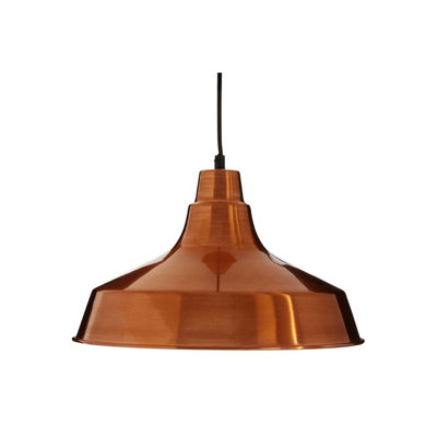 Orsina Copper Pendant Light With Wide Metal ShadeWarm Tone Ceiling Drop LampHanging Lamp With Wide Rim Shade from B&Q