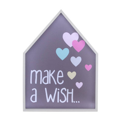 Orsina Make A Wish Led Light BoxKids Night Light With Pastel Heart DesignWall Mountable House-Shaped Light from B&Q