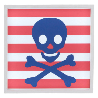 Orsina Pirate Led Light BoxRed & White Striped Skull And Crossbones Light For KidsWall Mountable Night Light from B&Q