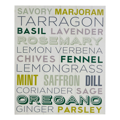 Orsina Herbs Design Wall PlaqueWooden Sign Featuring Hand-Drawn Herb IllustrationsAdds Botanical Charm from B&Q